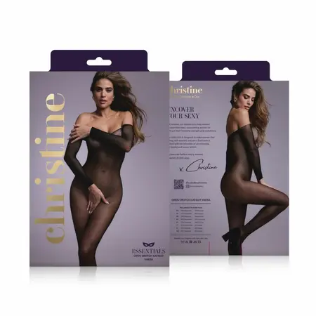 Obsessive Vaera Black Full-Body Catsuit with Decorative Patterns