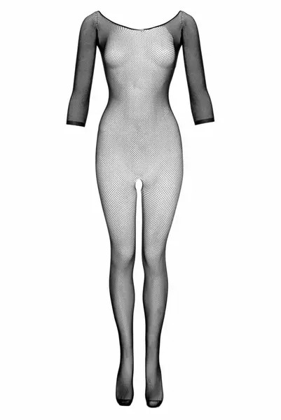 Obsessive Vaera Black Full-Body Catsuit with Decorative Patterns