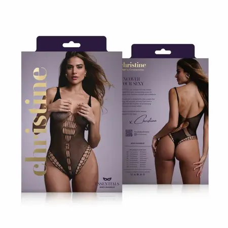 Amorelie Stretch Fishnet Bodysuit Black - Flexible Mesh Design