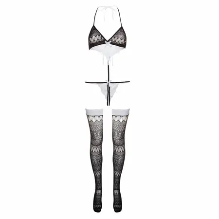 Obsessive Izabel Black Strappy Body Set with Stockings XS-L/XL