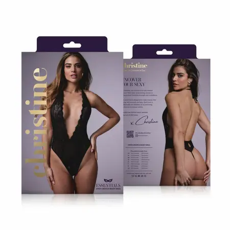 Be Wicked Dina Lace Mesh Halter Bodysuit Black - Open Design