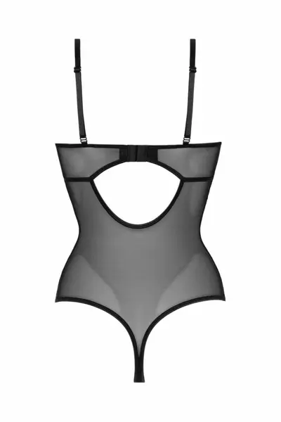 Christine Vesper Wetlook Bodysuit Black with Lace Elements Open Design