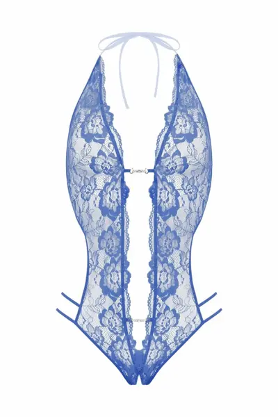 Be Wicked Renee Lace Crotchless Bodysuit Dazzling Blue Adjustable