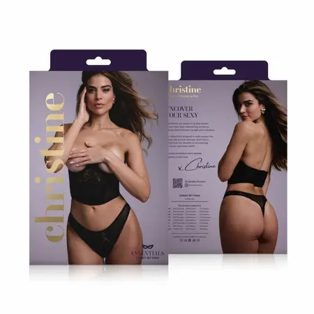 Cottelli Collection Tiara Underbust Corset & Open Thong Black Set