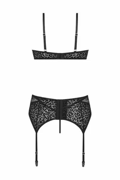 Sanne 3-Piece Lingerie Set by Be Wicked Black Leopard Print Adjustable