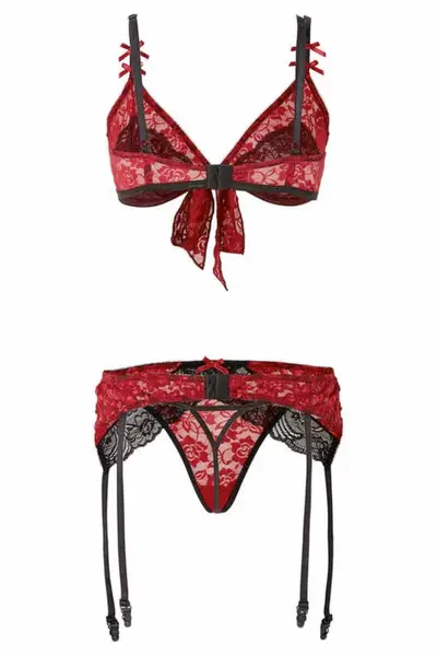 BeWicked Bobbi 3-Piece Lace Lingerie Set with Adjustable Straps, Pink