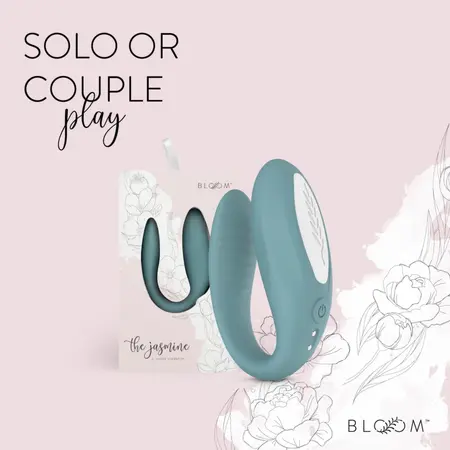 Bloom Jasmine C Shape vibrator zeleni, nežan silikon i senzorska kontrola prevlačenjem