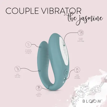 Bloom Jasmine C Shape vibrator zeleni, nežan silikon i senzorska kontrola prevlačenjem