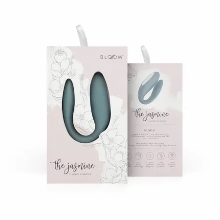 Bloom Jasmine C Shape vibrator zeleni, nežan silikon i senzorska kontrola prevlačenjem