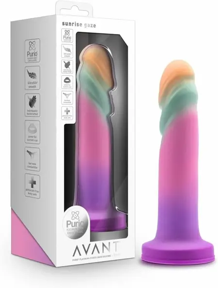 Blush Avant Sunrise Gaze model, 19 cm, tečni silikon, vakuumsko postolje, višebojni