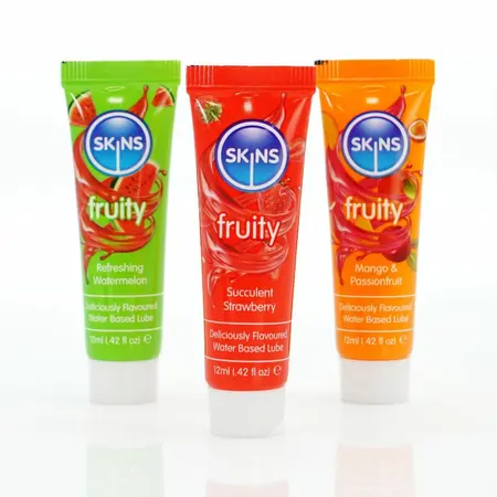 Skins Fruity Sampler Intimate Lubricant Tubes 3x12ml - Watermelon, Strawberry, Mango & Passionfruit