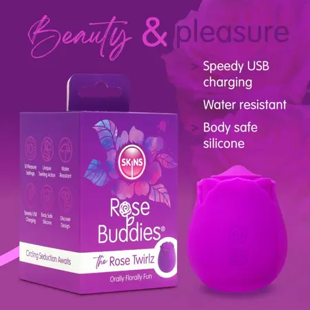 Skins Rose Buddies The Rose Twirlz kompaktni silikonski vibrator roze