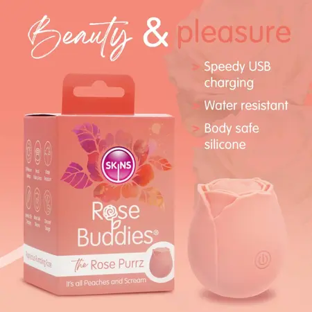 Skins Rose Buddies The Rose Purrz vibrator roze, 10 brzina, punjiv putem USB-a