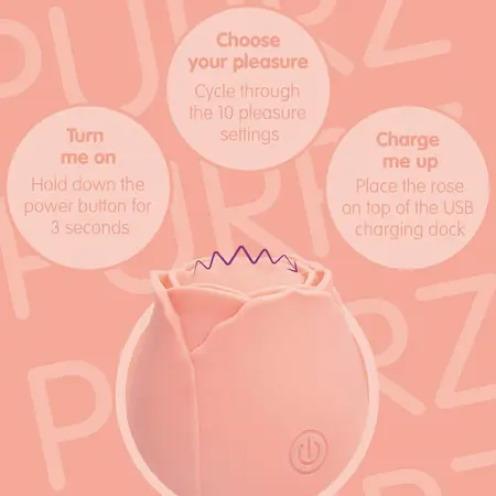 Skins Rose Buddies The Rose Purrz vibrator roze, 10 brzina, punjiv putem USB-a
