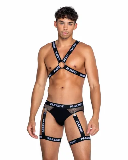 Playboy Lingerie Dark Room Men’s Adjustable Harness Black