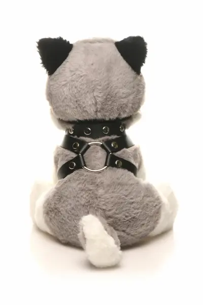 XR Brands Max Plush Dog Grey & White with Harness and Leash Set