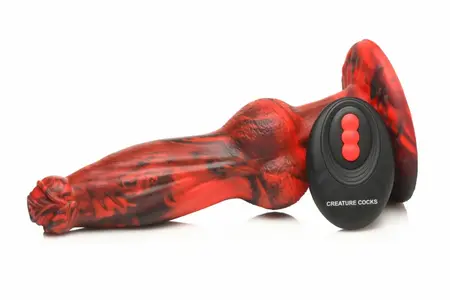 XR Brands Hel-Wolf intimni vibrator sa funkcijom potiskivanja crveno/crni