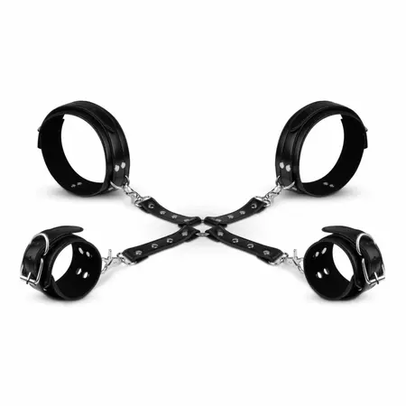 Bedroom Fantasies Cuffs & Hogtie Set Black Podesivi sistem od PU kože