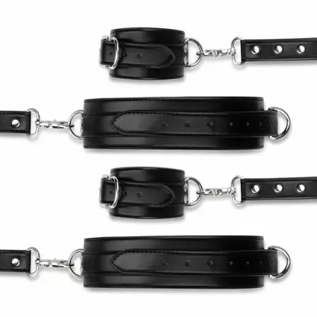 Bedroom Fantasies Cuffs & Hogtie Set Black Podesivi sistem od PU kože