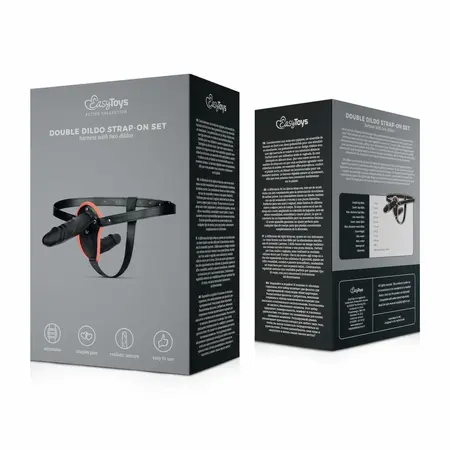 Fetish Collection Double Silicone intimni set sa podesivim crnim harnessom