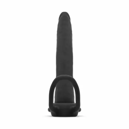 Men Only crni intimni stimulator sa dva rastegljiva prstena i zakrivljenim dizajnom