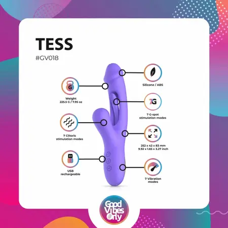 Good Vibes Only Tess silikonski rabbit vibrator sa dva motora roze
