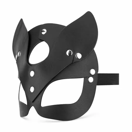 Bedroom Fantasies Kinky Kitty crna maska od veštačke kože sa podesivom veličinom