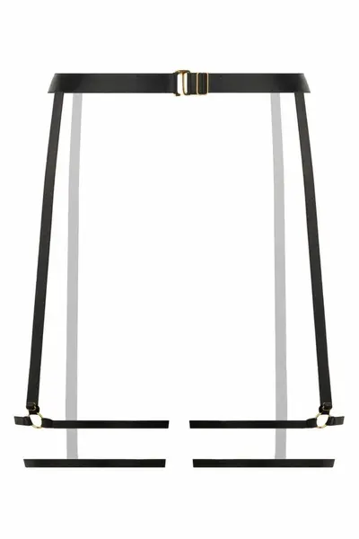 Strappy Blushing Garterbelt Black Adjustable Gold Details Soft Straps