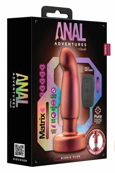 Blush Novelties Anal Adventures Matrix Bionic analni čep sa daljinskim upravljačem, bakarni