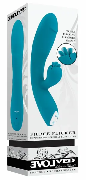 Evolved Fierce Flicker Silicone Intimate Device with Triple Tip, Purple