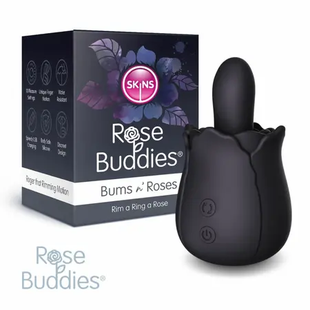 Skins Rose Buddies Bums N Roses intimni rotirajući vibrator, crni