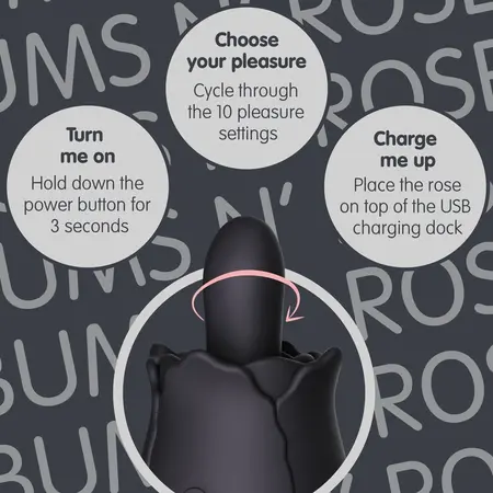 Skins Rose Buddies Bums N Roses intimni rotirajući vibrator, crni