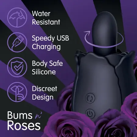 Skins Rose Buddies Bums N Roses intimni rotirajući vibrator, crni