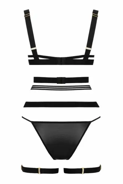 Le Desir Body Set with Straps & Detachable Suspender Belt Black S-L