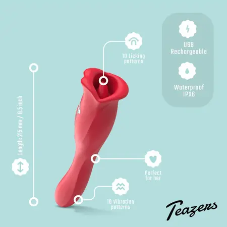 Teazers intimni stimulator sa dvostrukim delovanjem i funkcijom lizanja, roze