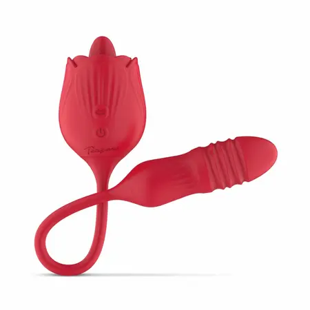 Teazers Rose višenamenski vibrator sa funkcijom penetracije i lizanja u roze boji
