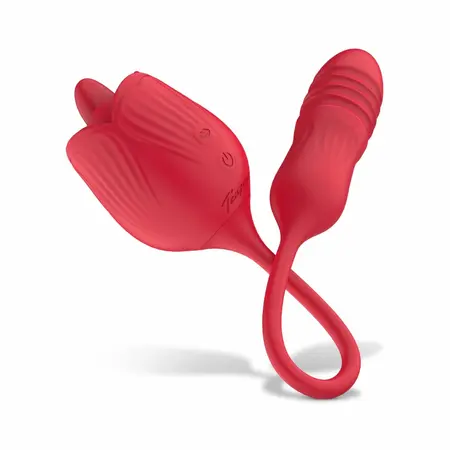 Teazers Rose višenamenski vibrator sa funkcijom penetracije i lizanja u roze boji