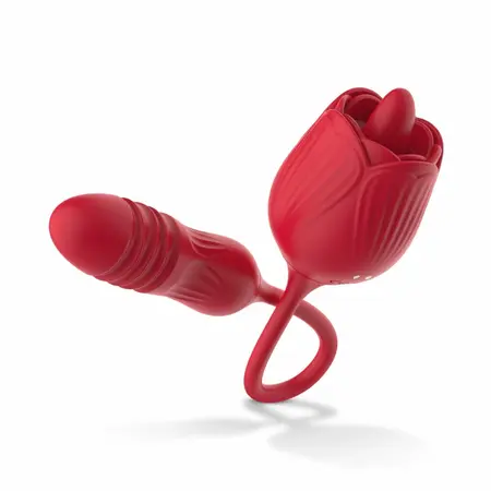 Teazers Rose višenamenski vibrator sa funkcijom penetracije i lizanja u roze boji