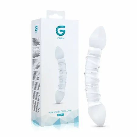 Gildo No. 31 dvostrani stakleni intimni masažer, zakrivljeni, providni
