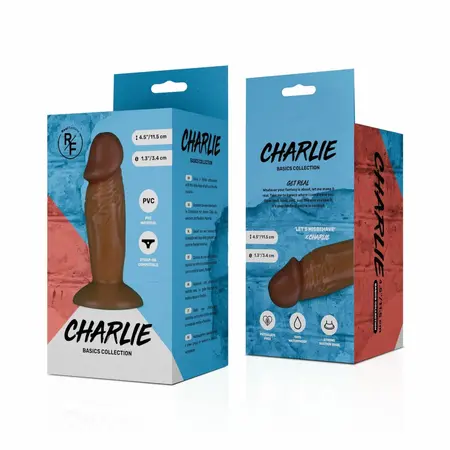 Real Fantasy Charlie intimni čep sa vakuumskim postoljem 11.5 cm bež