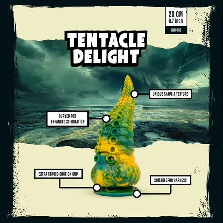 Mythical Mates Tentacle Delight intimni model zeleno žuti 22cm