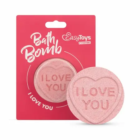 Love šumeća bomba za kupanje brenda Bath Bomb Cosmetics u obliku srca, šarena i mirisna