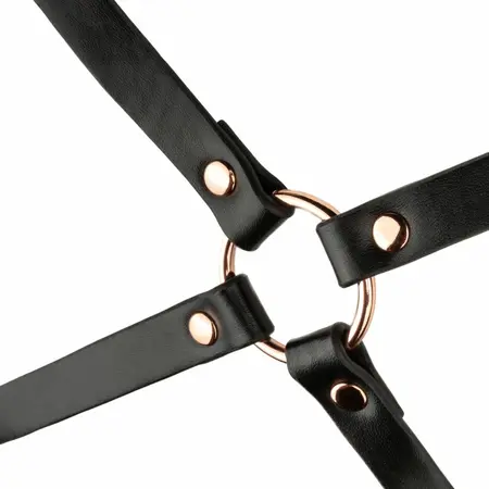 Rosy Gold Body Harness Black podesivi senzualni aksesoar od veštačke kože