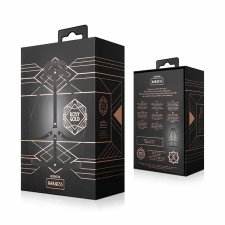 Rosy Gold Body Harness Black podesivi senzualni aksesoar od veštačke kože