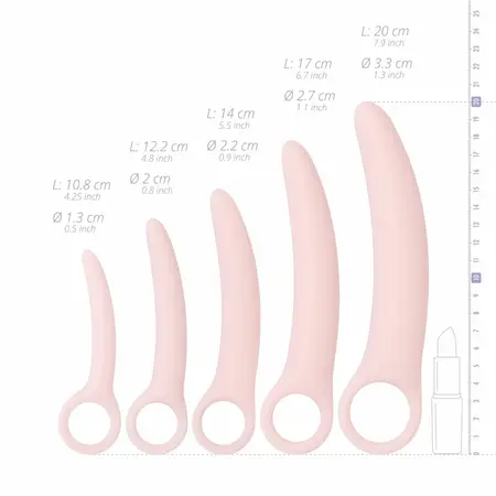 Teazers silikonski set vaginalnih dilatora, 5 veličina, fleksibilni i bezbedni za telo