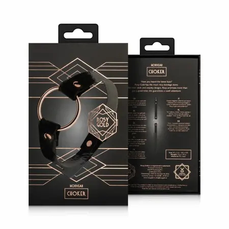 Rosy Gold podesivi crni čoker sa elegantnim metalnim prstenom