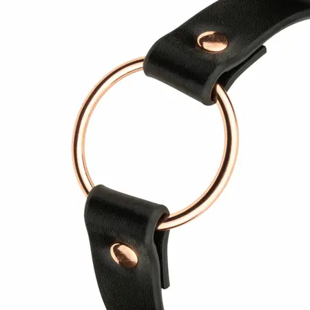 Rosy Gold podesivi crni čoker sa elegantnim metalnim prstenom