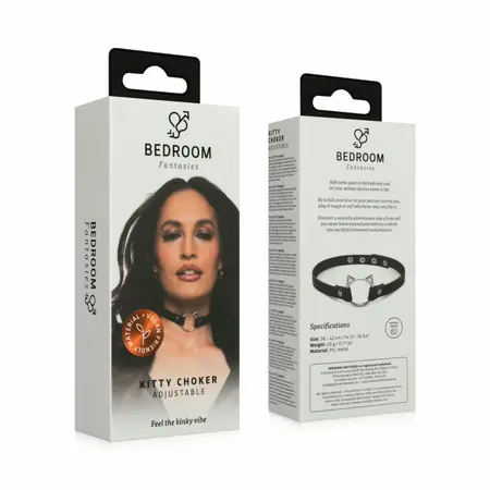 Bedroom Fantasies Kitty čoker elegantna crna ogrlica od eko kože sa podešavanjem veličine