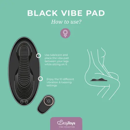Vibe Pad Double Vibration sistem sa duplom vibracijom i daljinskim upravljačem od crnog silikona