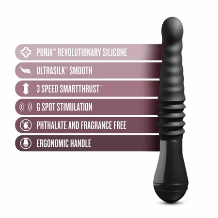Blush Temptasia Lazarus Black Thrusting Device, Puria™ Silicone, 25.5-28.5cm